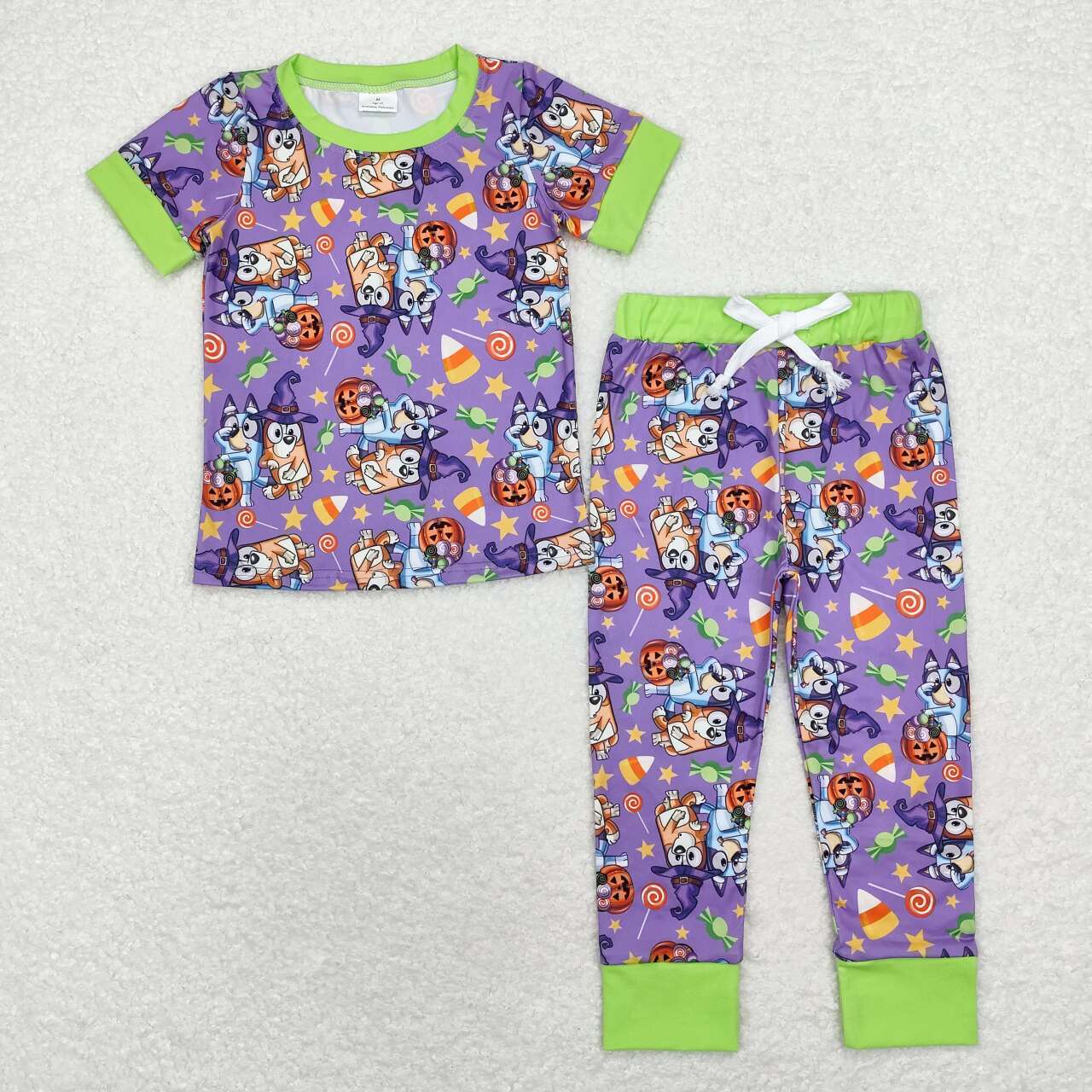 BSPO0409 Cartoon Dog Candy Print Boys Halloween Pajamas Clothes Set