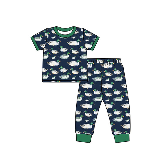 (Pre-order)BSPO0441 Duck Navy Print Boys Pajamas Clothes Set