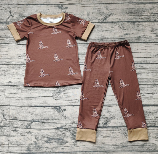 (Pre-order)BSPO0442 Brown Duck Camo Print Boys Pajamas Clothes Set
