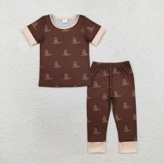 BSPO0442 Brown Duck Camo Print Boys Pajamas Bamboo Clothes Set