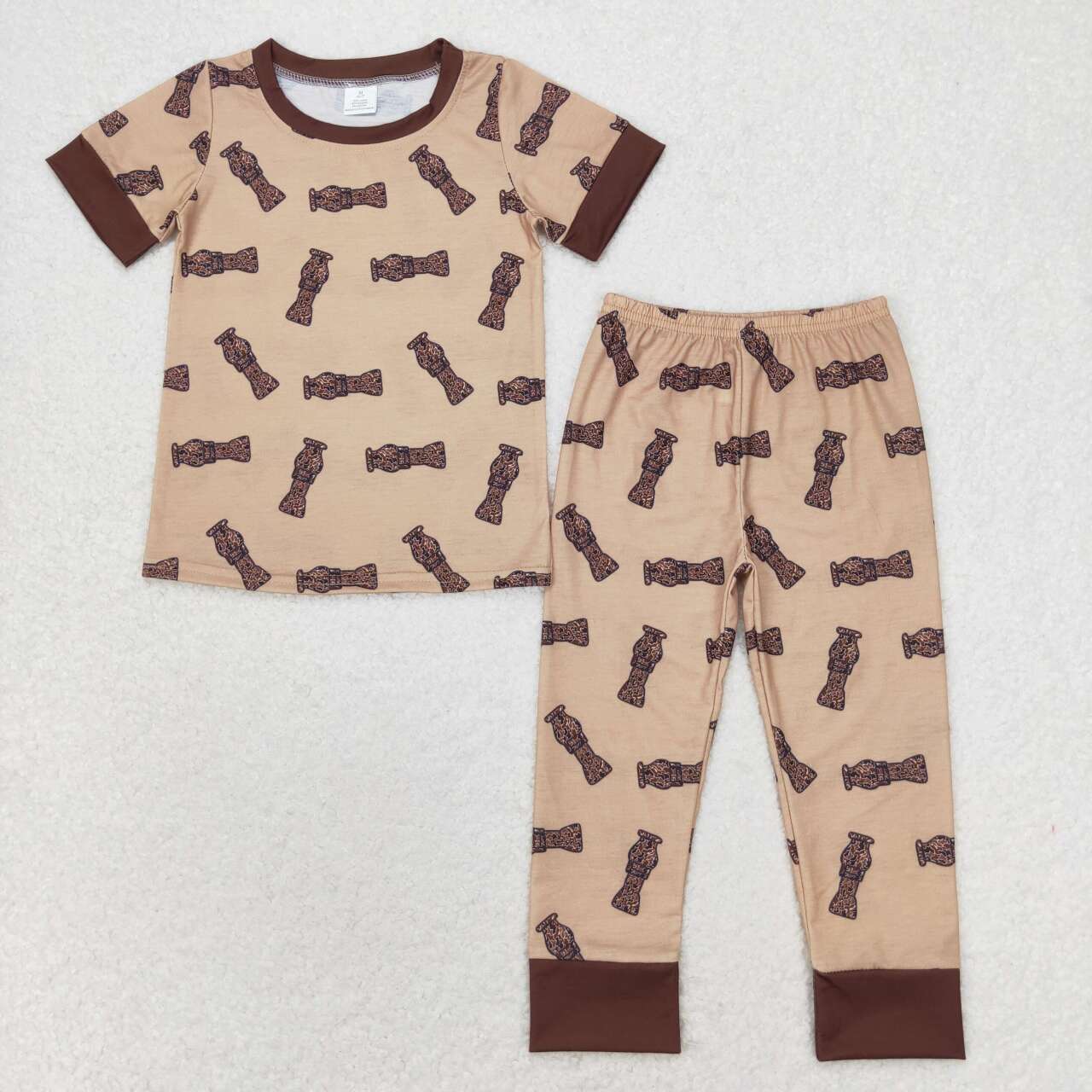 BSPO0444 Duck Call Brown Camo Print Boys Pajamas Bamboo Clothes Set