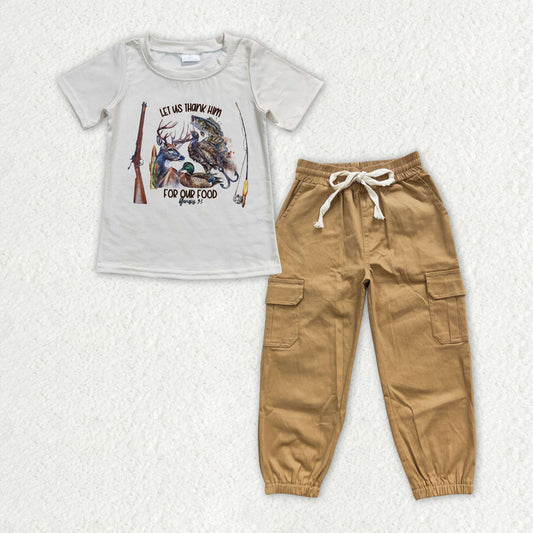 BSPO0484 Hunting Fishing Top Cargo Pants Boys Clothes Set