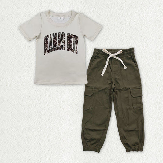 BSPO0486 MAMA'S BOY Camo Top Cargo Pants Boys Clothes Set