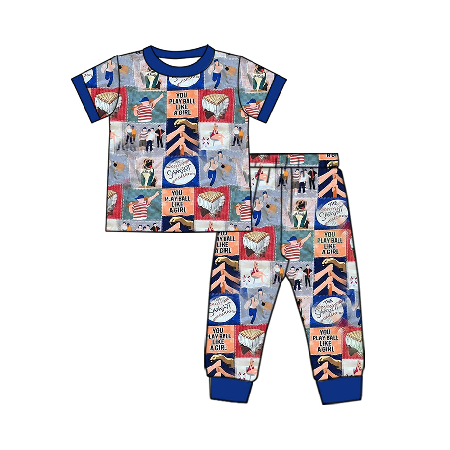 (Pre-order)BSPO0540 Baseball Print Boys Pajamas Clothes Set