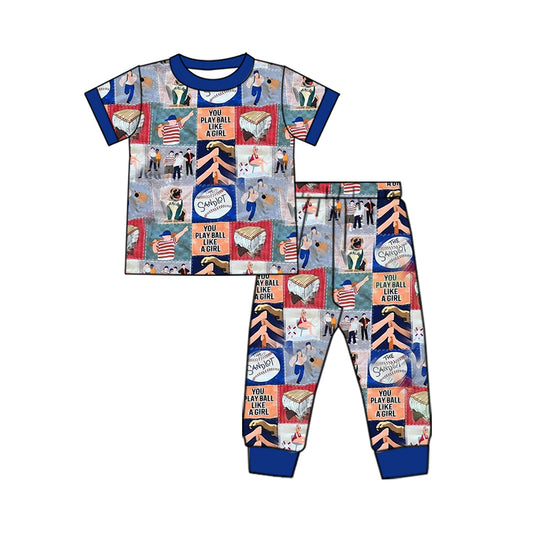 (Pre-order)BSPO0540 Baseball Print Boys Pajamas Clothes Set