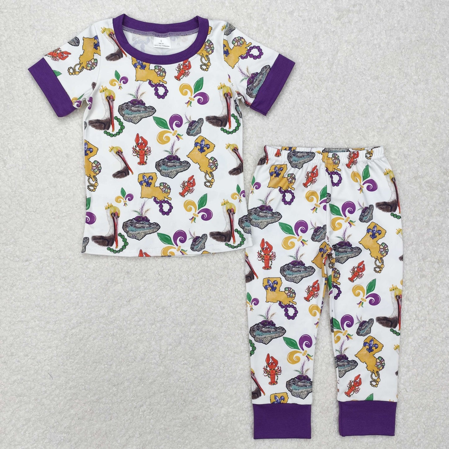 BSPO0546 Anchor Print Kids Mardi Gras Pajamas Clothes Set