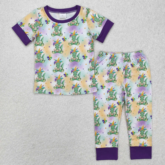 BSPO0547 Crocodile Print Boys Mardi Gras Pajamas Clothes Set