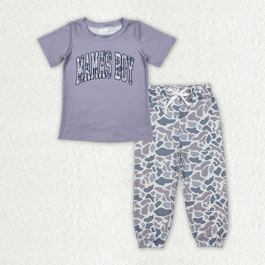 BSPO0565 MAMAS BOY Grey Camo Top Joggers Boys Clothes Set