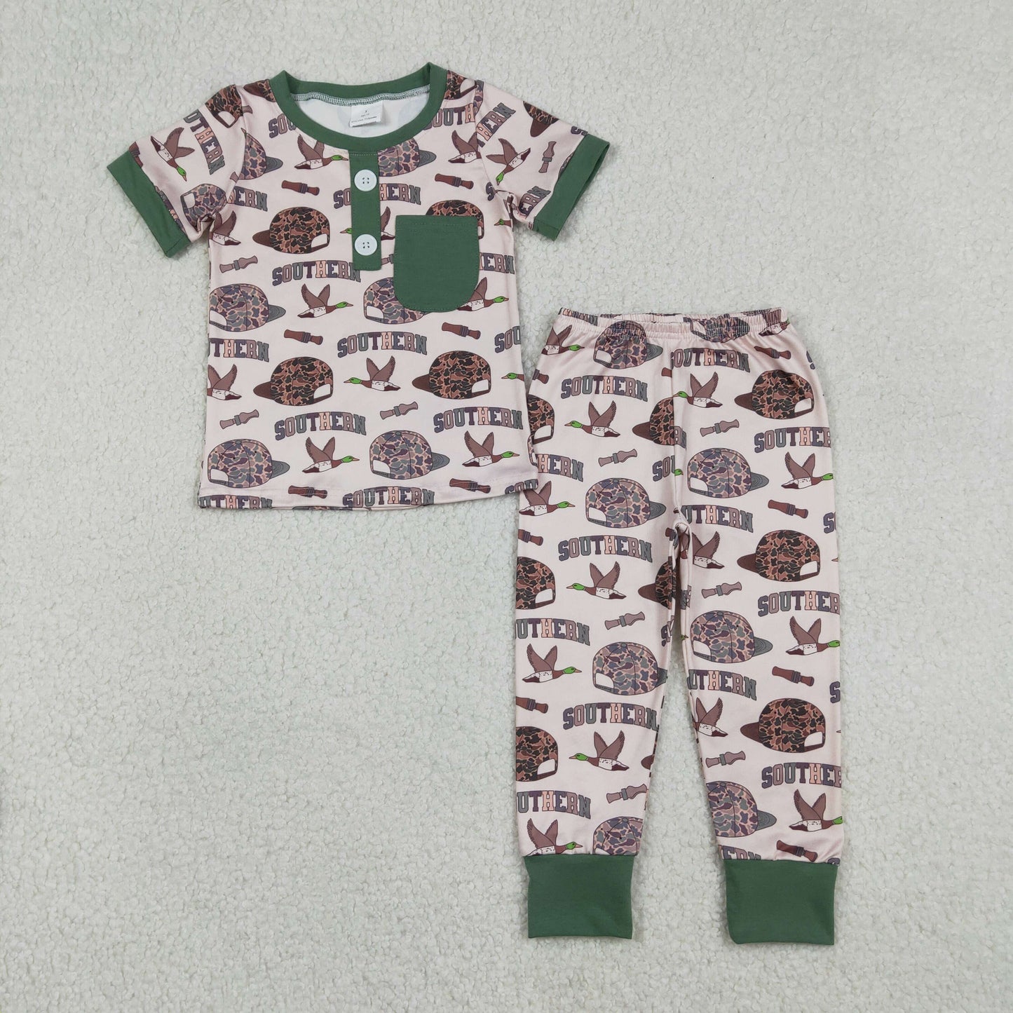 Duck Camo SOUTHERN Print Boys Pajamas Clothes Brothers Matching Wear