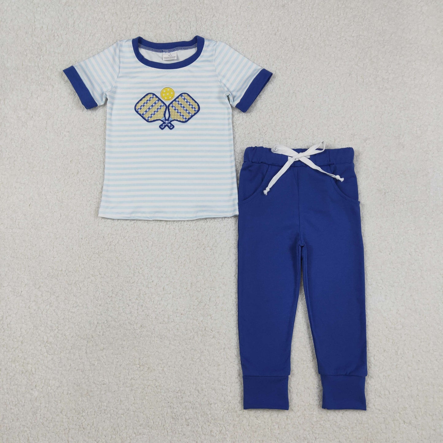 Tennis Embroidery Stripes Boys Matching Clothes Brothers Wear