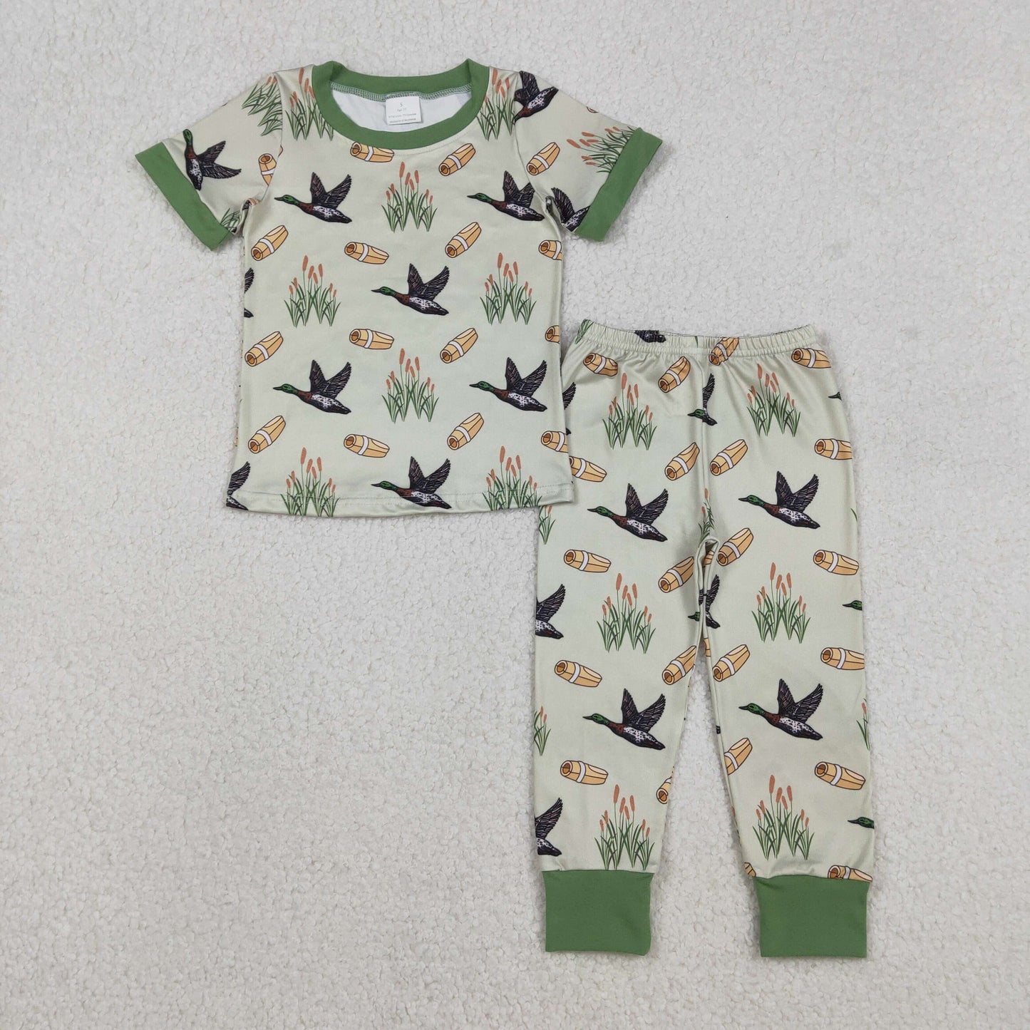 BSPO0635 Duck Print Short Sleeve Pants Boys Pajamas Clothes Set