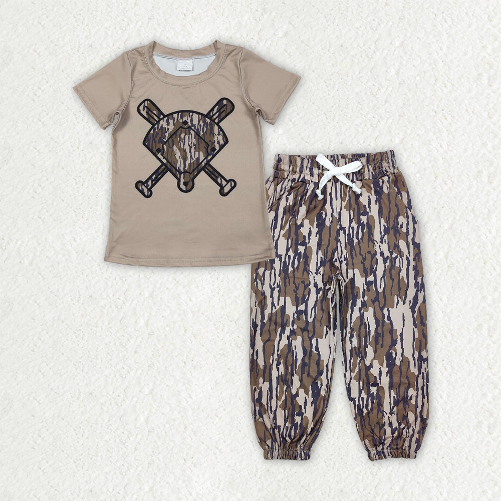 8 Colors Baseball Top Camo Pants Boys Clothes Set Brothers Wear