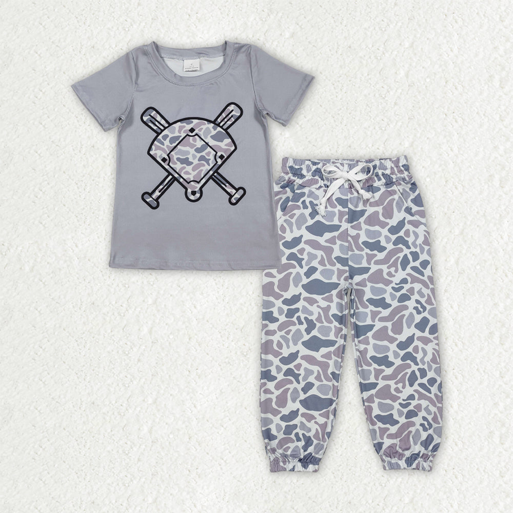 8 Colors Baseball Top Camo Pants Boys Clothes Set Brothers Wear