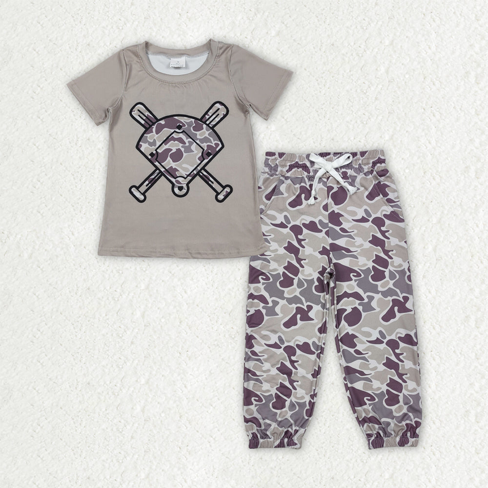 8 Colors Baseball Top Camo Pants Boys Clothes Set Brothers Wear