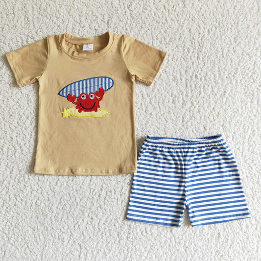 (Promotion)Boys summer embroidery outfits  BSSO0003