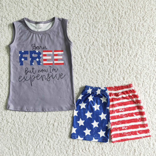 6 Design USA Flags Stars Print Boys 4th of July Clothes Set Brothers Wear
