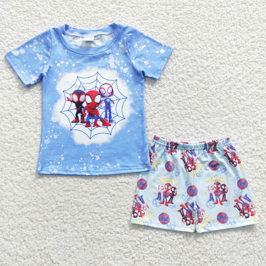 BSSO0246 Boys blue cartoon Spider design shorts summer outfits