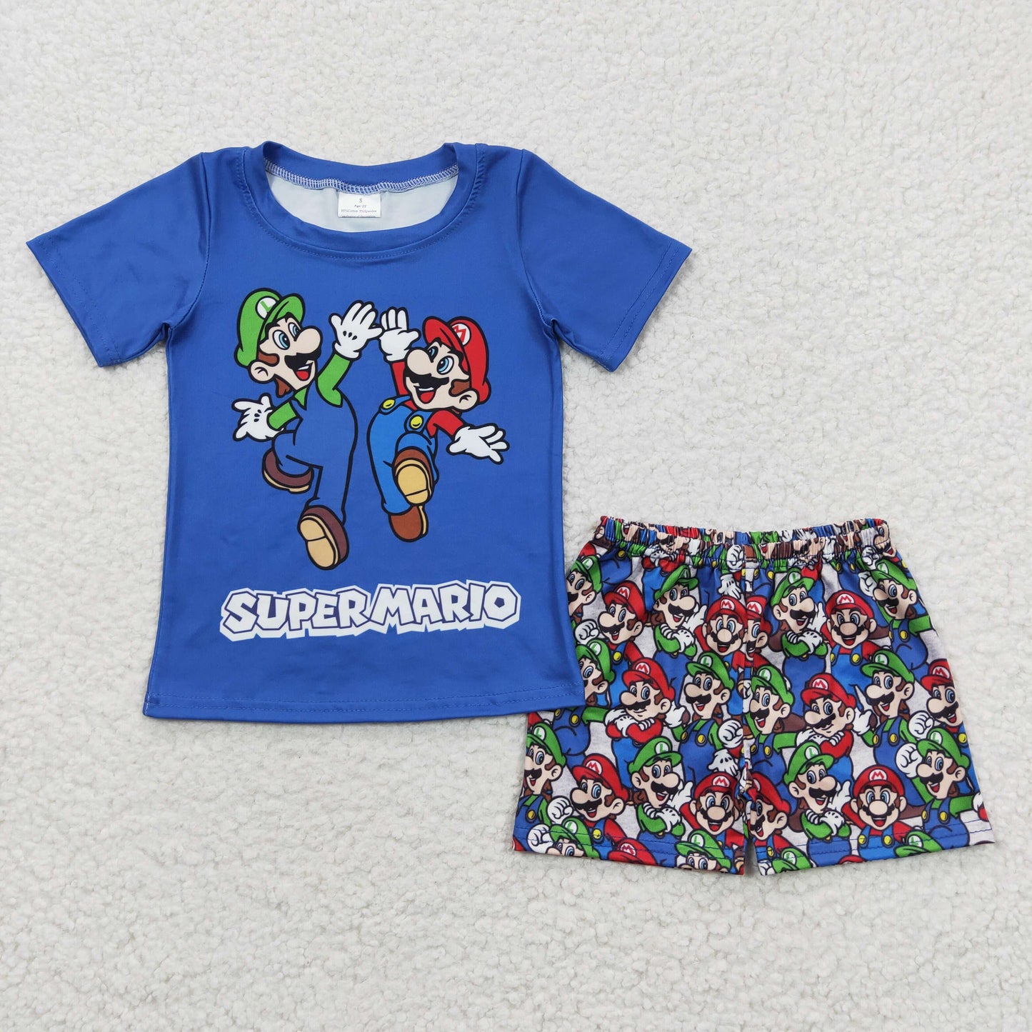 BSSO0258 Boys super M cartoon blue top summer outfits