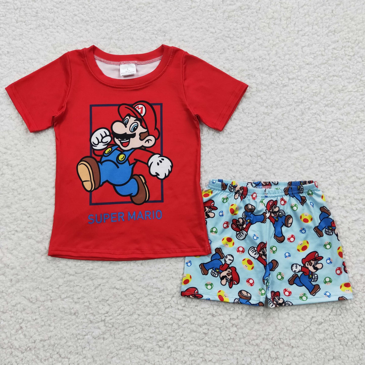 BSSO0259 Boys super M cartoon red top summer outfits BSSO0259