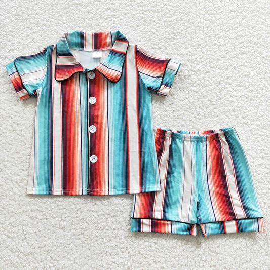 BSSO0273 Kids stripes western summer short pajamas