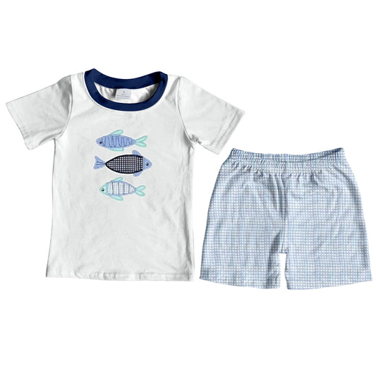 (Pre-order)BSSO0287 Fish Print Shorts Boys Clothes Set