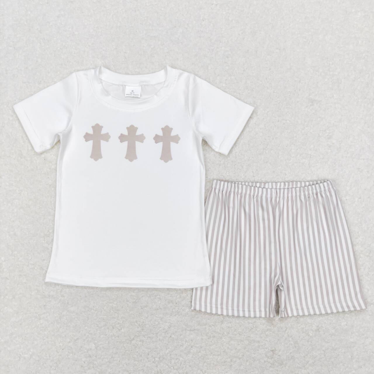 Cross Stripes Print Sibling Easter Matching Clothes