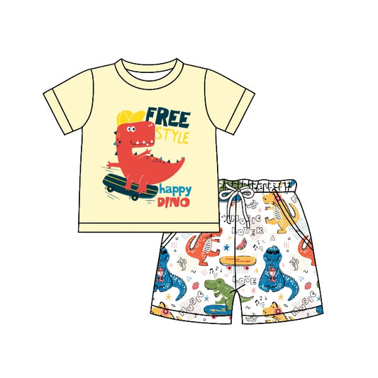 (Pre-order)BSSO0507 Free Style Dino Shorts Boys Summer Clothes Set