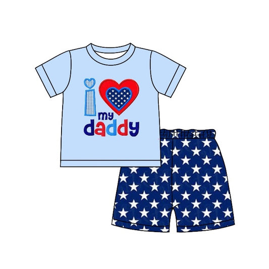 (Pre-order)BSSO0558 I LOVE MY DADDY Top Star Shorts Boys Summer Clothes Set