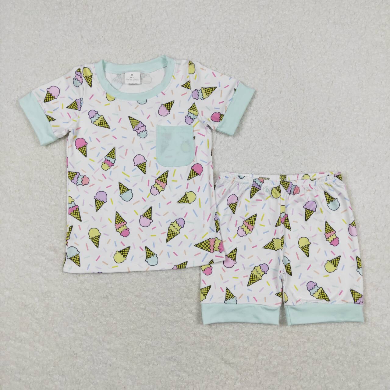 Ice Cone Popsicle Print Pocket Sibling Summer Matching Pajamas Clothes