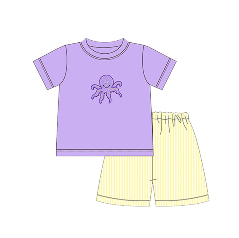 (Pre-order)BSSO0627 Octopus Print Boys Summer Clothes Set