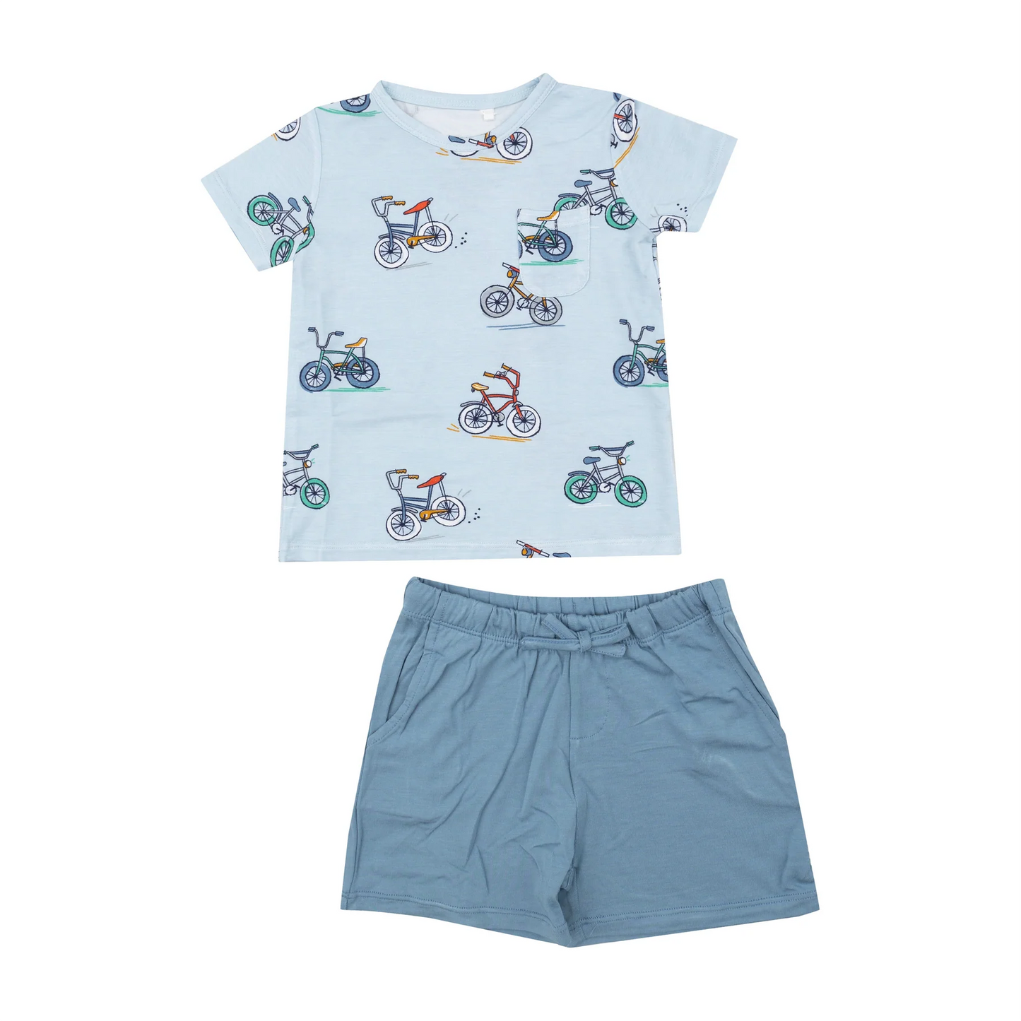 (Pre-order)BSSO0862 Bicycle Top Blue Shorts Boys Summer Clothes Set