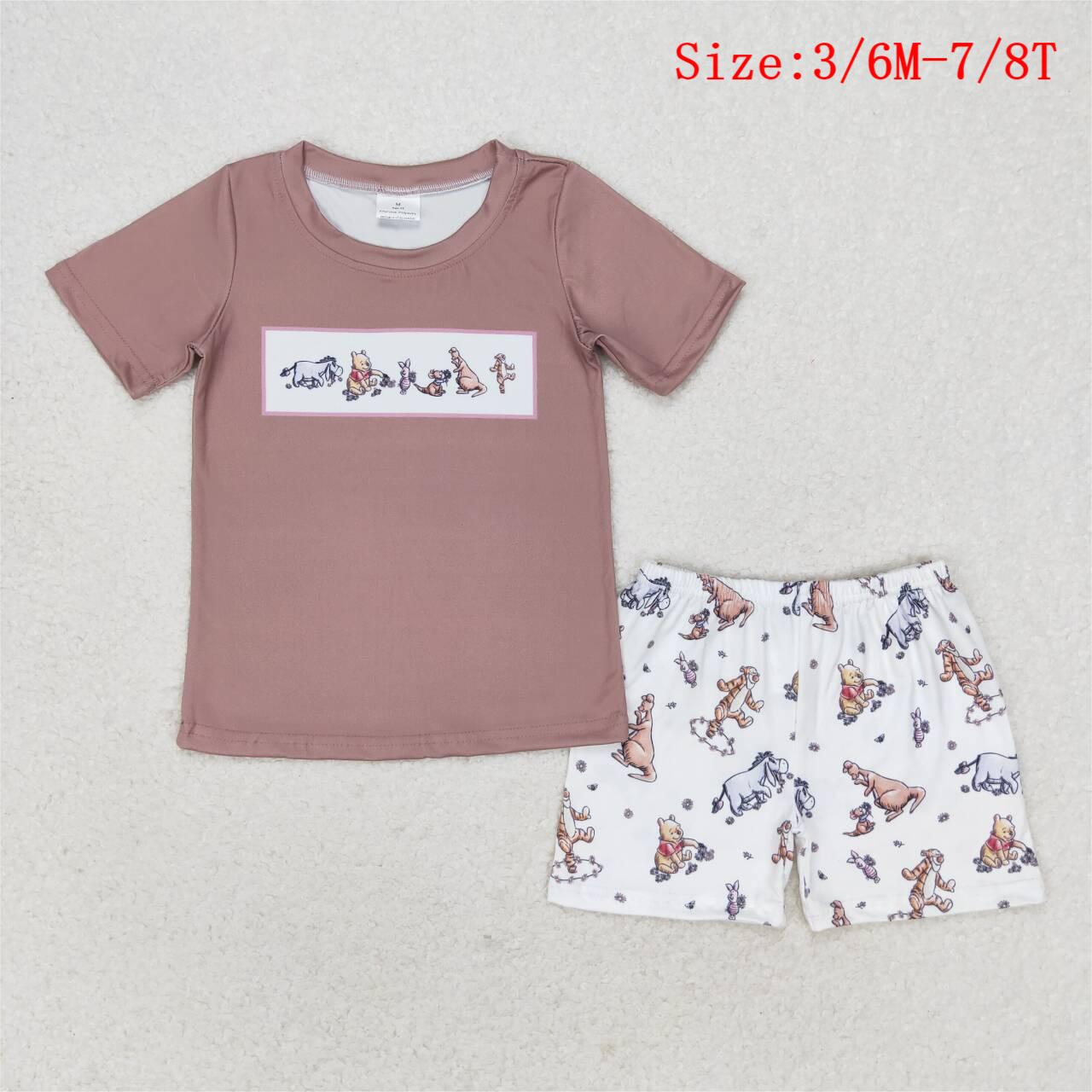 BSSO0940 Cartoon Animals Print Boys Summer Clothes Set