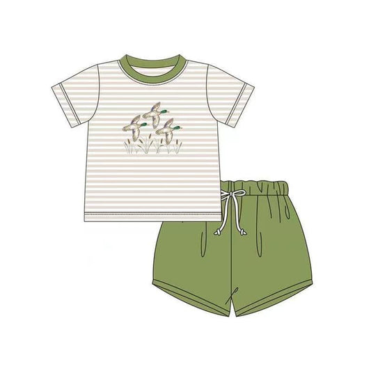 (Pre-order)BSSO0941 Duck Top Green Shorts Boys Summer Clothes Set