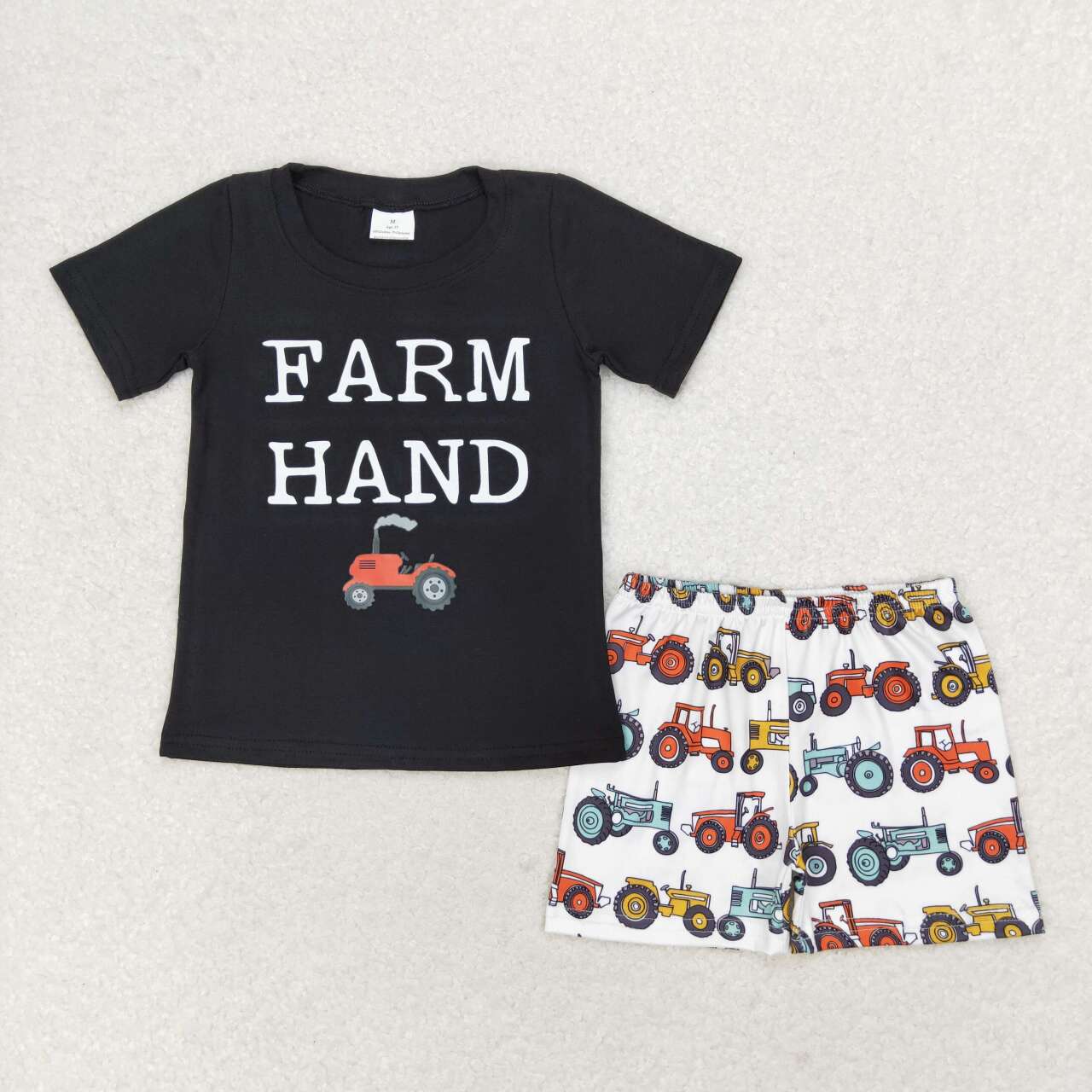 BSSO0942 Farm Hand Tractors Vinyl Boys Summer Clothes Set