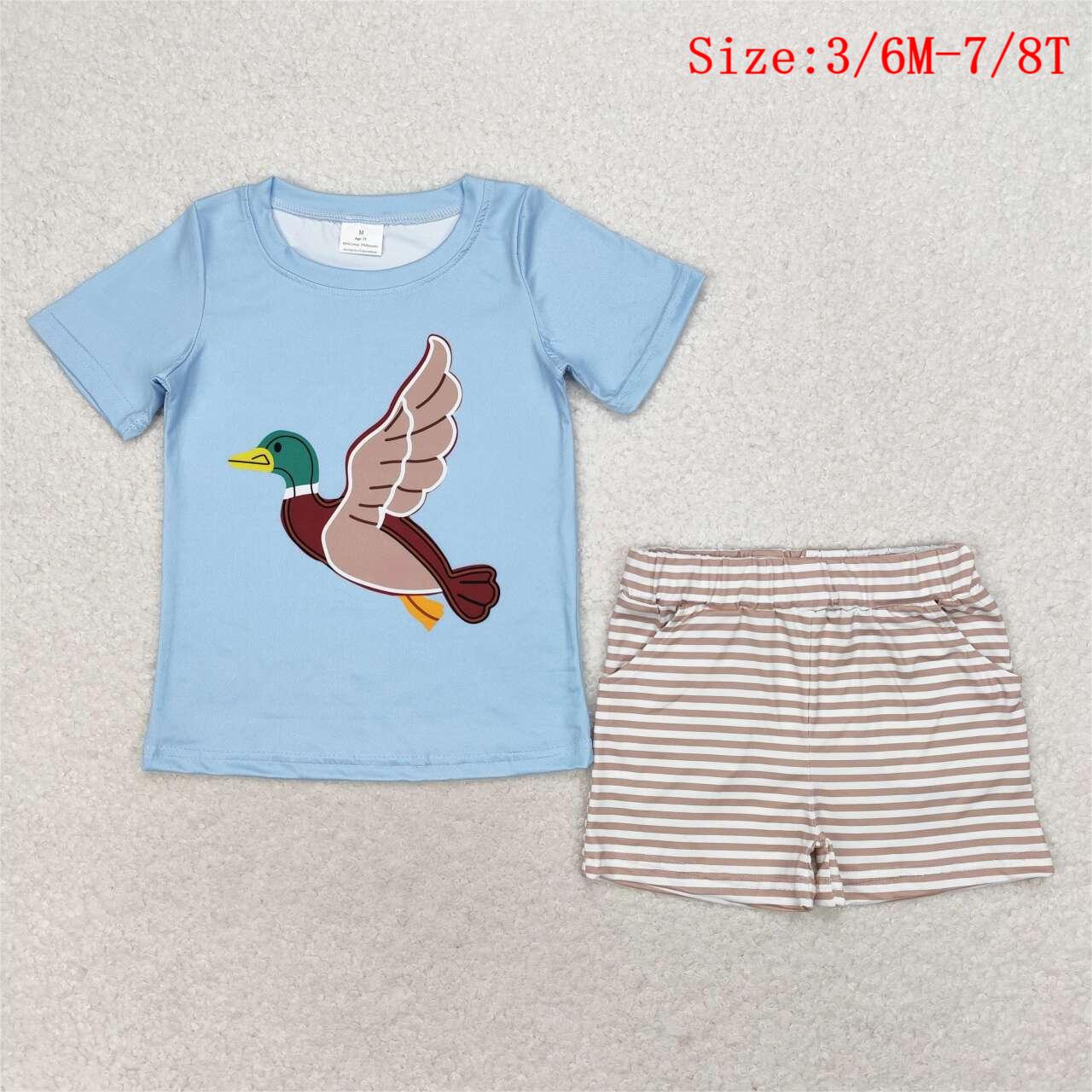 BSSO0970 Duck Top Stripes Shorts Boys Summer Clothes Set