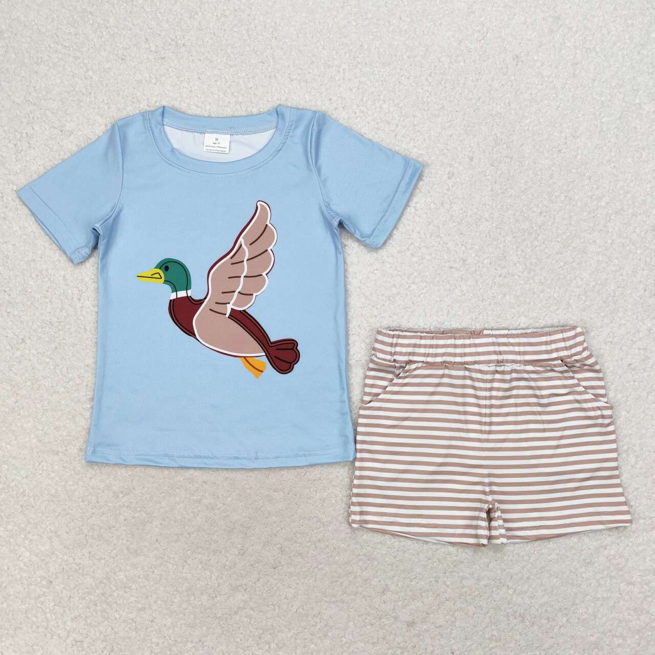 BSSO0970 Duck Top Stripes Shorts Boys Summer Clothes Set