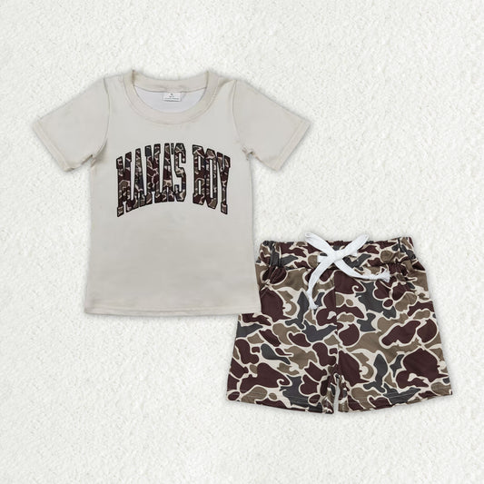 BSSO1002  MAMA'S BOY Camo Print Shorts Boys Summer Clothes Set