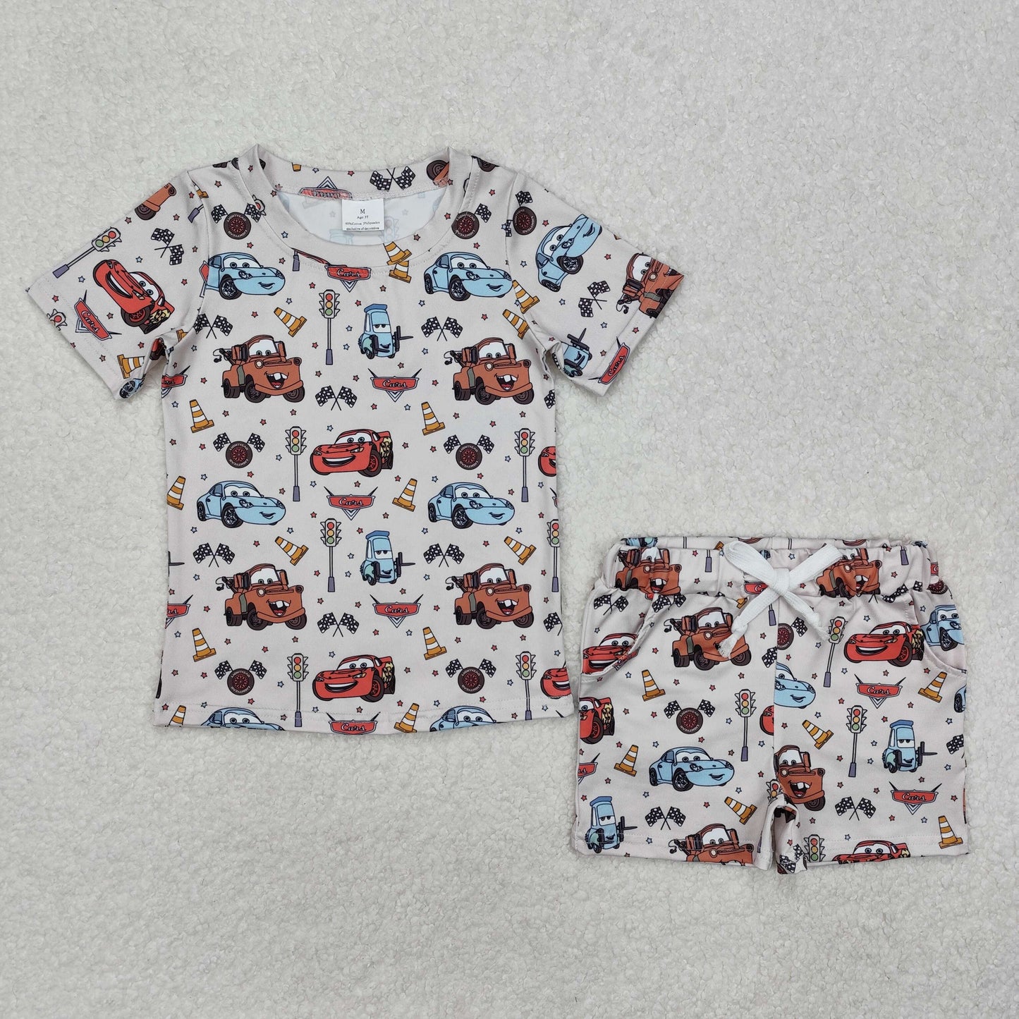 Cartoon Cars Print Brothers Summer Matching Clothes