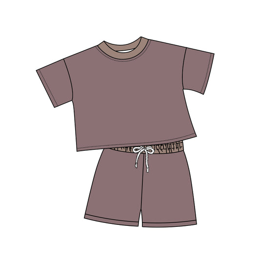 (Pre-order)BSSO1313  Purple Color Boys Summer Clothes Set