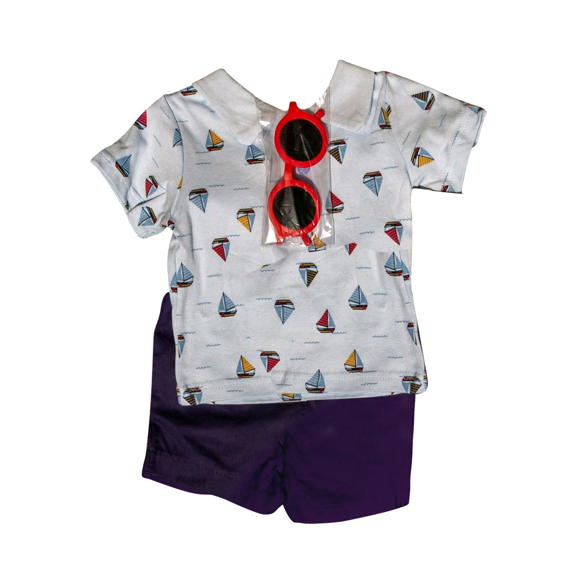 (Pre-order)BSSO1532 Sailboat Top Navy Shorts Boys Summer Clothes Set