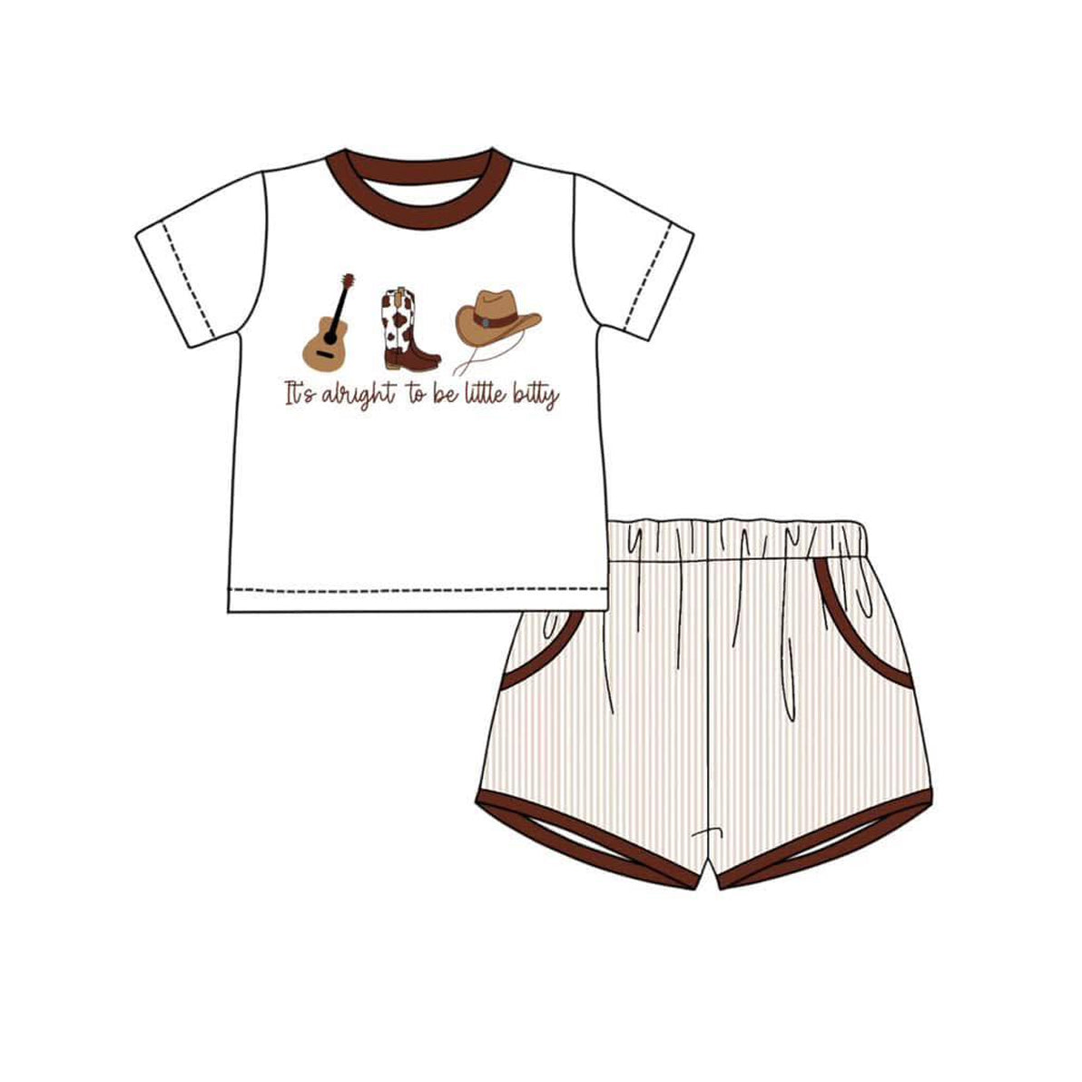 (Pre-order)BSSO1578 Little Bitty Top Stripes Shorts Boys Western Clothes Set