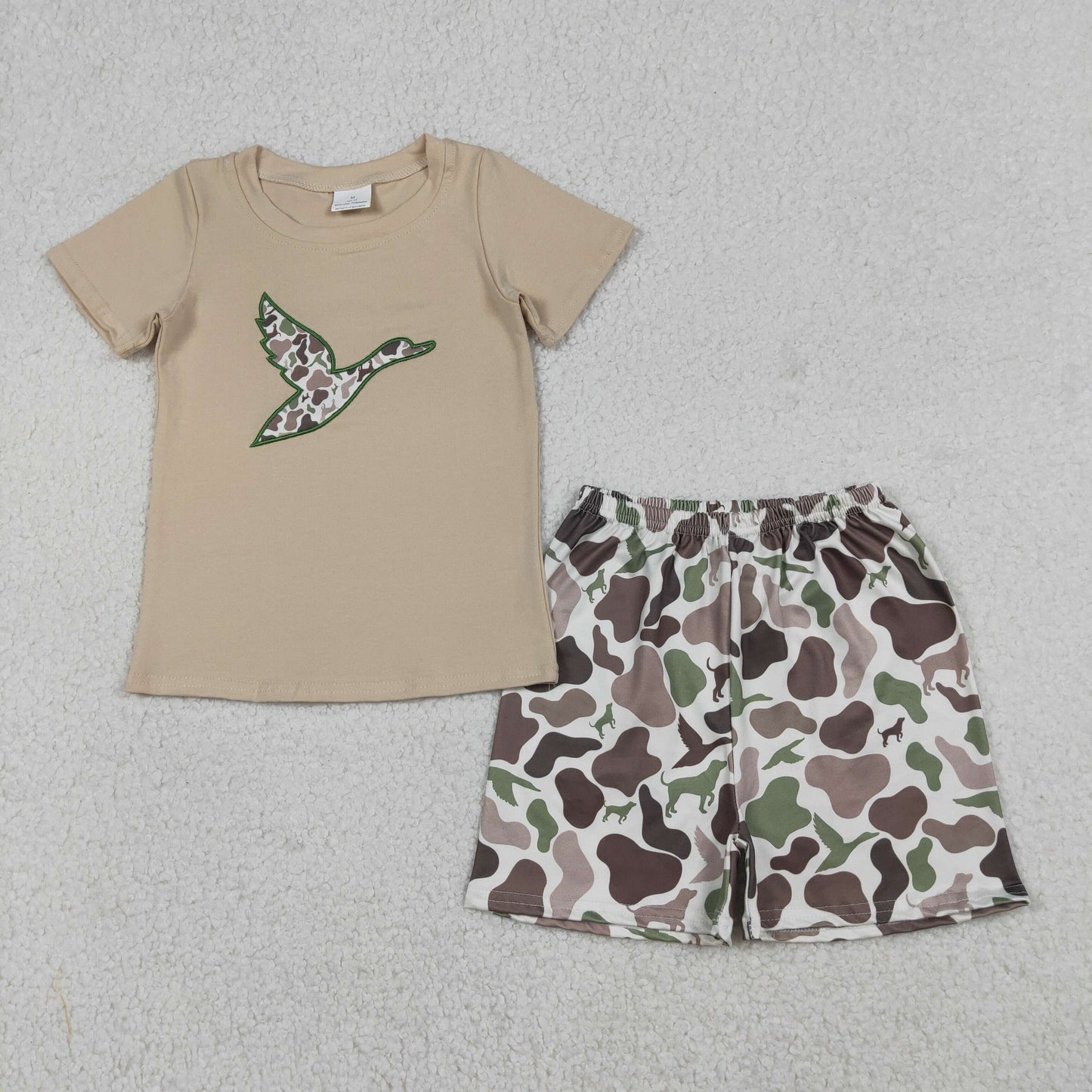 Duck Embroidery Camo Print Boys Summer Matching Clothes Brothers Wear