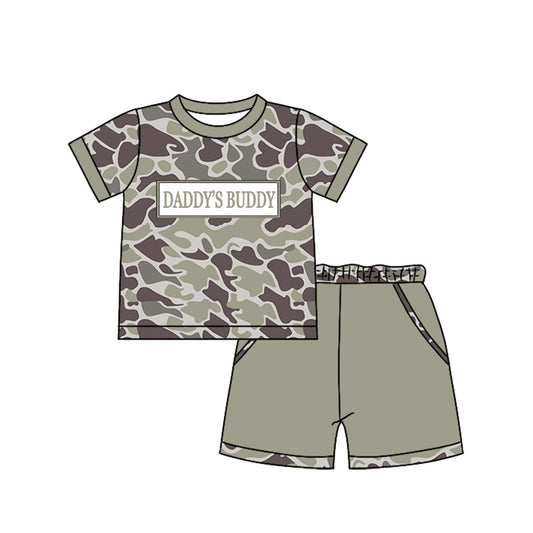 (Pre-order)BSSO1836  MAMA'S BOY Camo Top Pockets Shorts Boys Summer Clothes Set