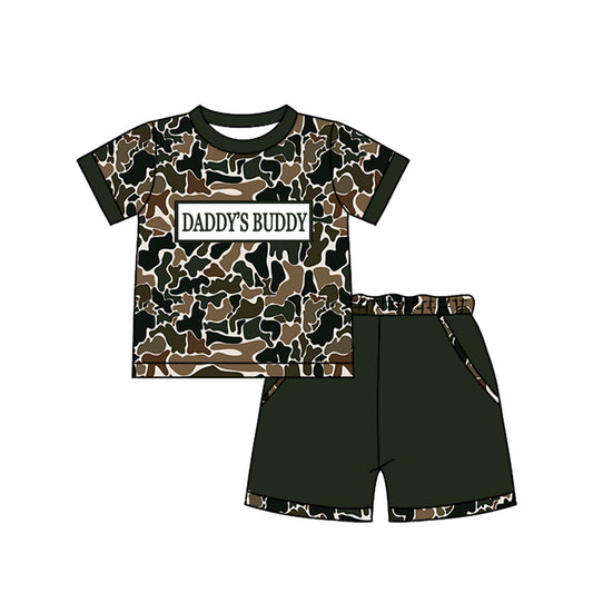 (Pre-order)BSSO1840  MAMA'S BOY Brown Camo Top Pockets Shorts Boys Summer Clothes Set
