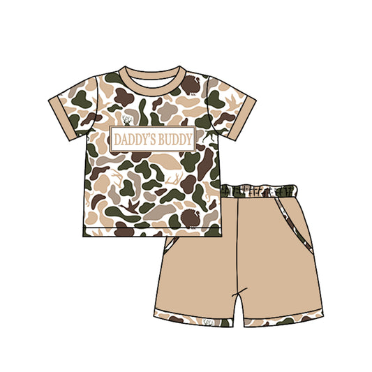 (Pre-order)BSSO1841  MAMA'S BOY Khaki Camo Top Pockets Shorts Boys Summer Clothes Set