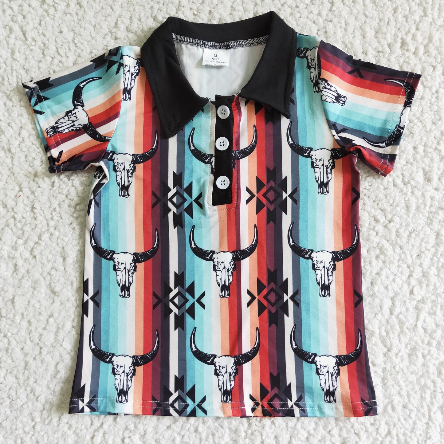 7 Print Western Design Boys Summer Polo Tee Shirts Top