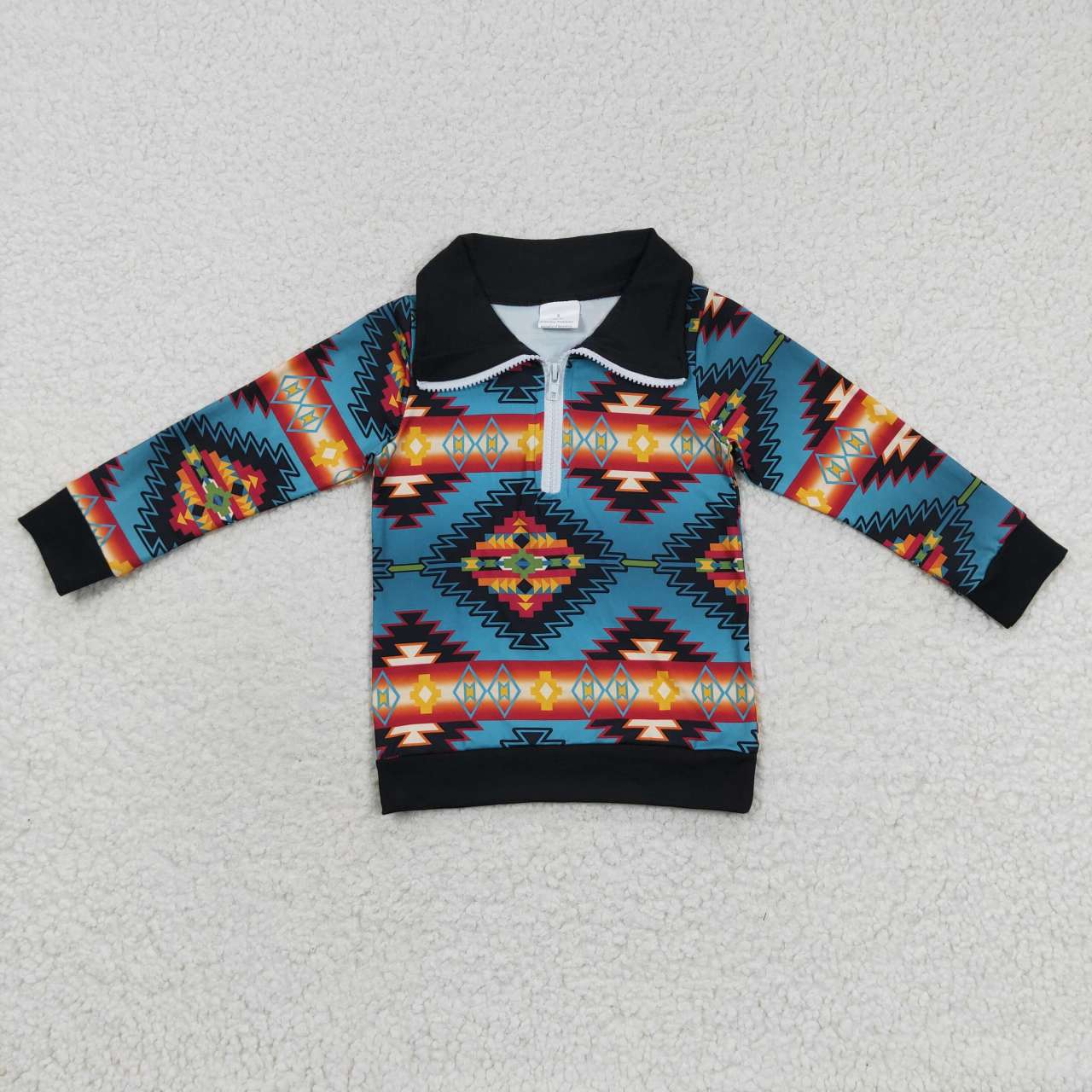 Aztec Print Boys Western Zipper Pullover Top Brothers Wear