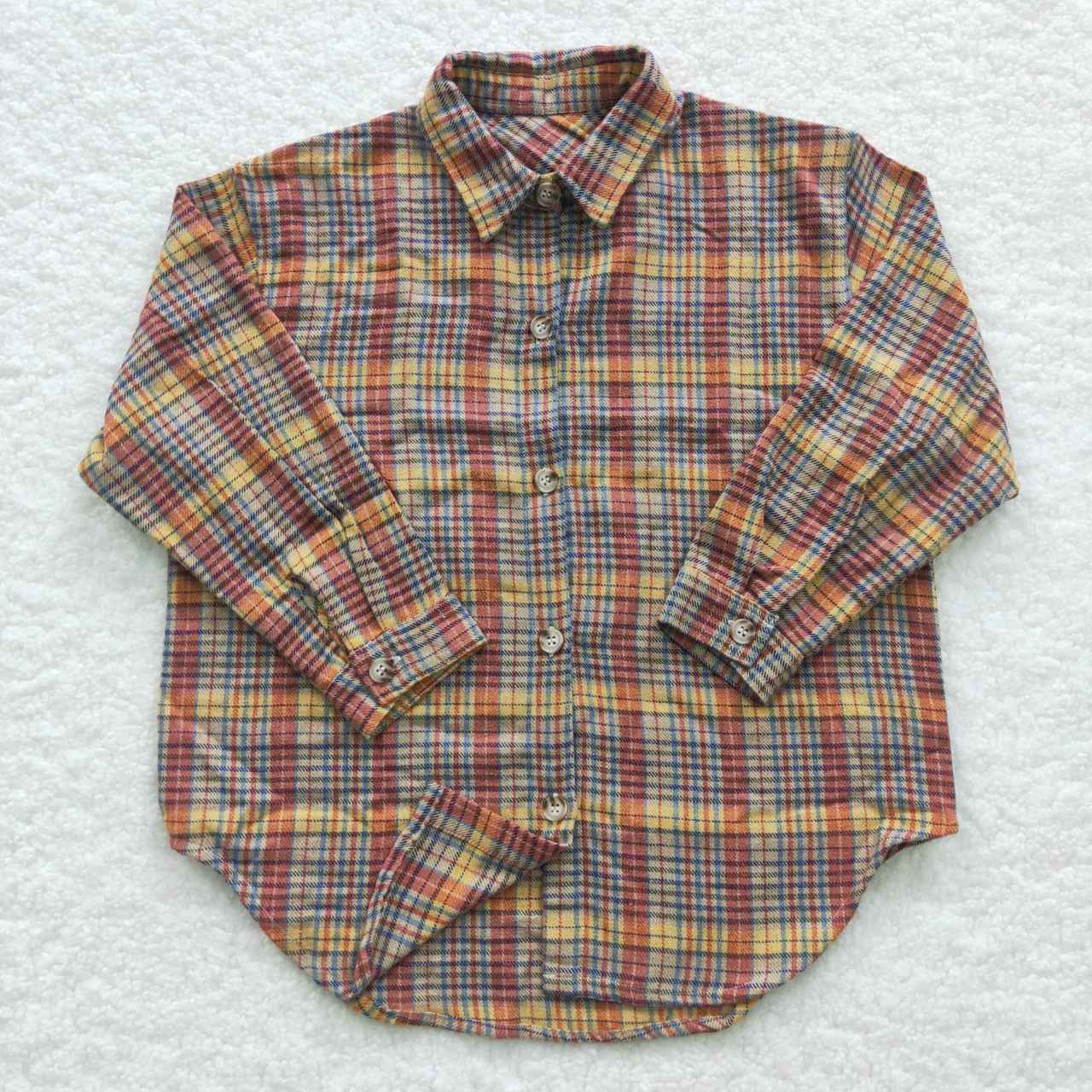 BT0241 Boys red plaid cotton fall shirts