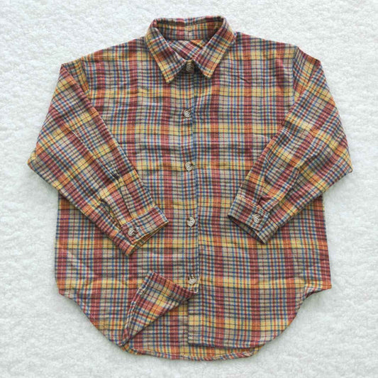 BT0241 Boys red plaid cotton fall shirts