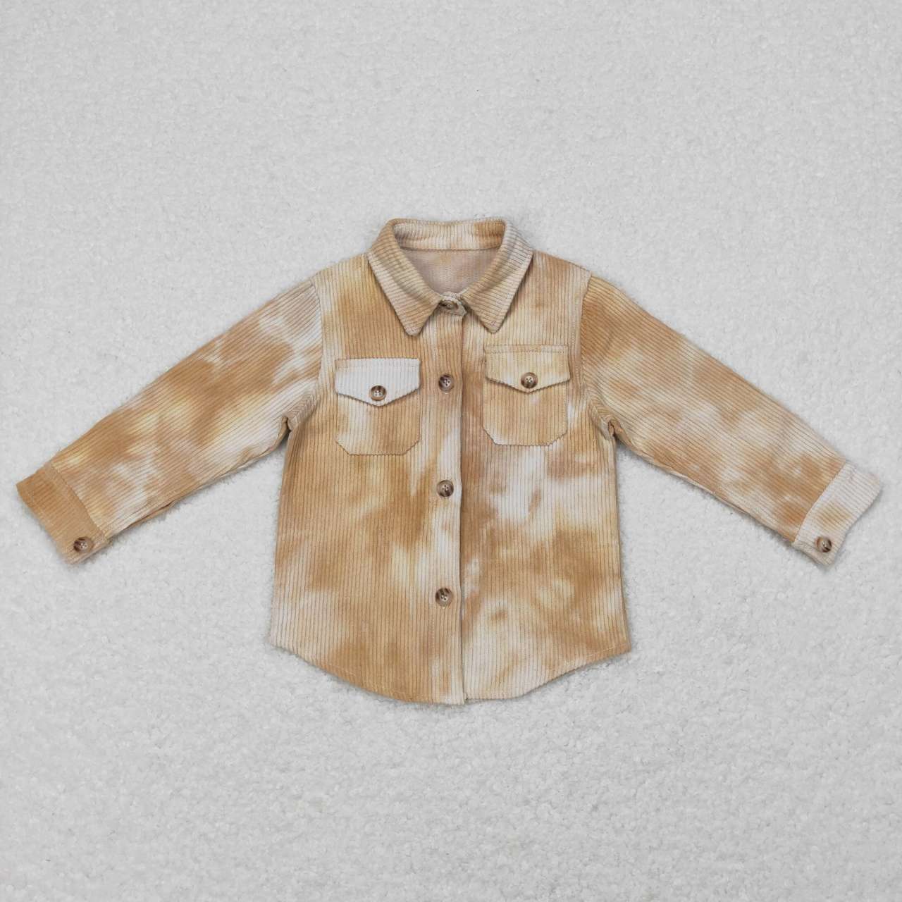 BT0262 Boys Khaki Tie-dye Corduroy Long Sleeve Kids Fall Tee Shirts Tops